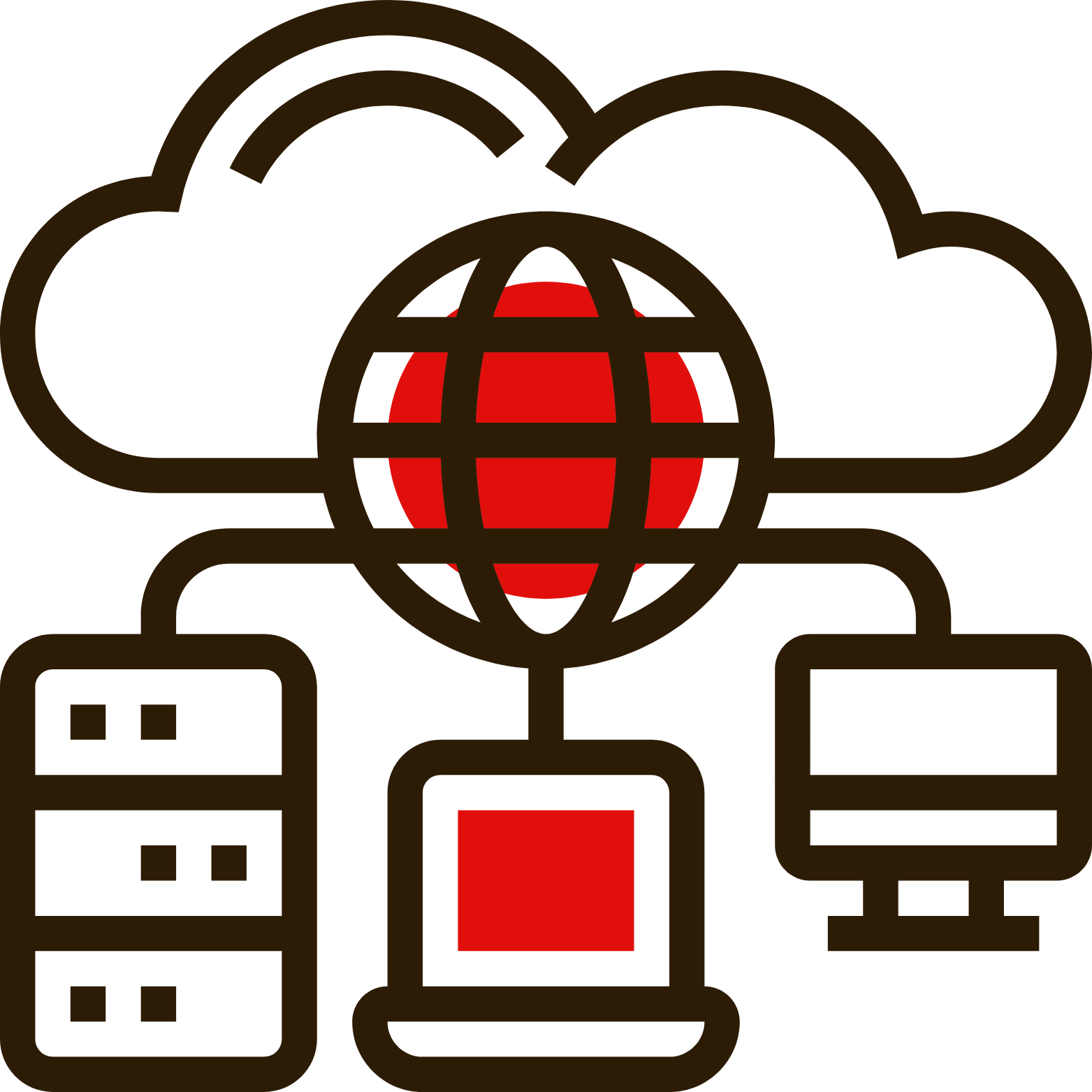 product data form image of the cloud, computer, and database